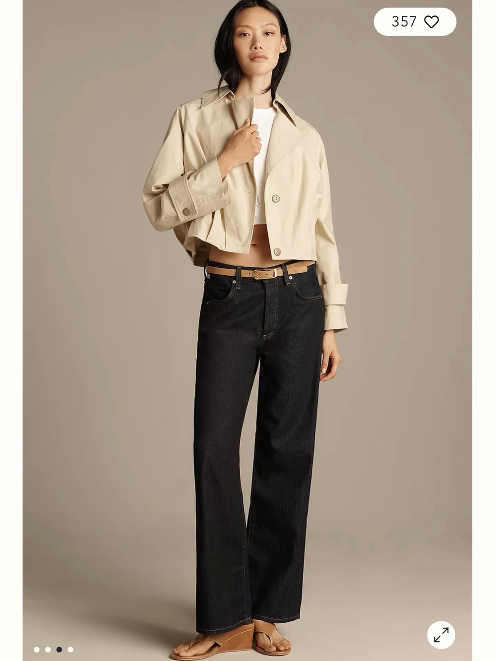 NWT Anthropologie Maeve Cropped Trench Jacket Tan Cotton Size L